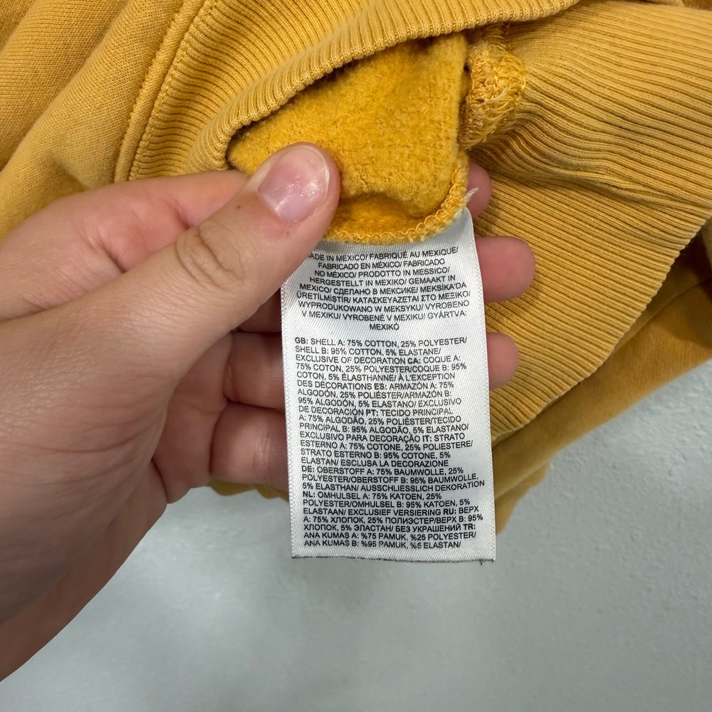 The North Face Mens Hoodie Mustard Yellow Graphic Logo Pullover Sweatshirt L - Picture 6 of 8